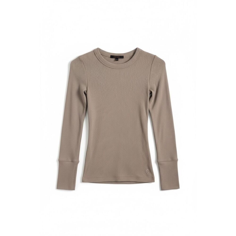 Greyson Women’s Modal Blend Long Sleeve Shirt Size Small Taupe Ribbed